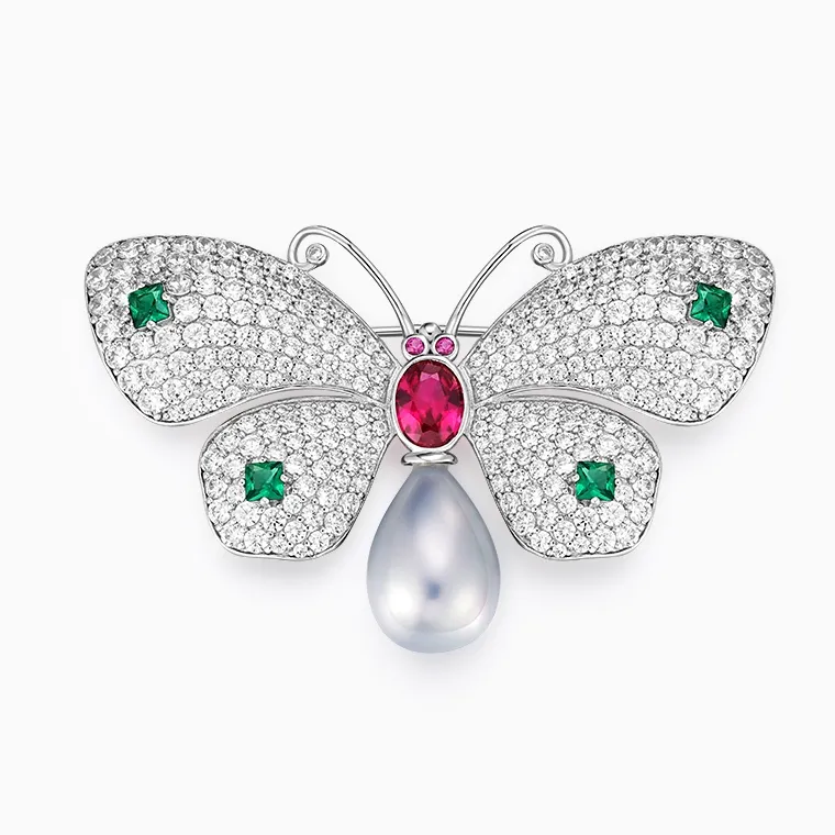 Shining Star Jewelry Manufacturer Women's Fashion Ruby Zircon 925 Silver Butterfly Brooch Shining Star Jewelry Manufacturer Women's Fashion Ruby Zircon 925 Silver Butterfly Brooch