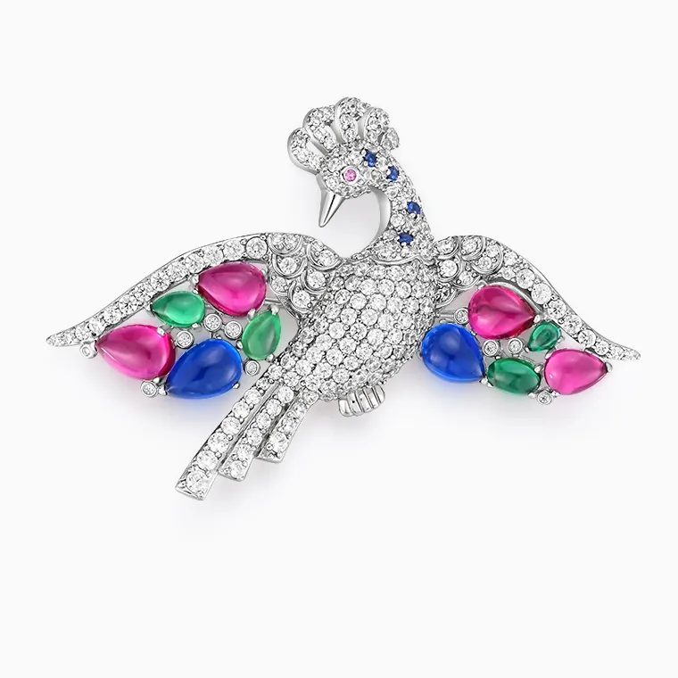 Shining Star Jewelry Women's 925 Silver Coloured Gemstone Zircon Bird Brooch Shining Star Jewelry Women's 925 Silver Coloured Gemstone Zircon Bird Brooch