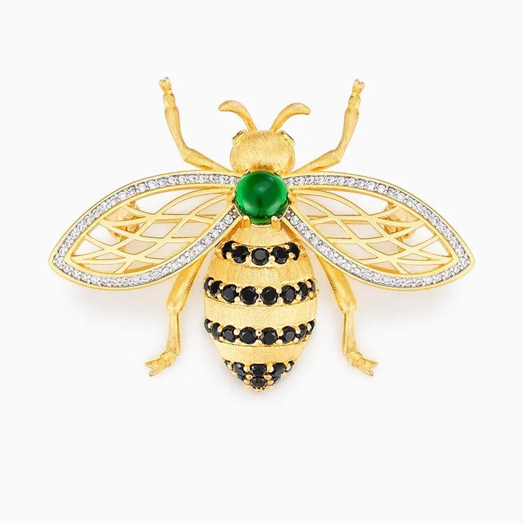 Shining Star Jewelry Manufacturer Women's Gemstone Colored Zircon 925 Silver Bee Brooch Shining Star Jewelry Manufacturer Women's Gemstone Colored Zircon 925 Silver Bee Brooch