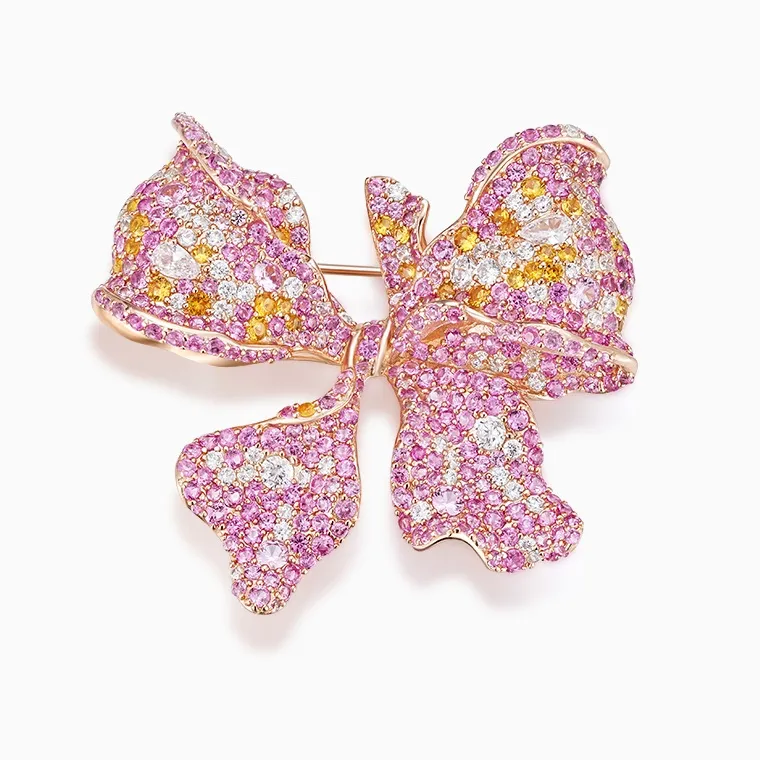 Shining Star Jewelry Charming 925 Silver Iced Out Colored Zircon Bow Brooch Wholesale Shining Star Jewelry Charming 925 Silver Iced Out Colored Zircon Bow Brooch
